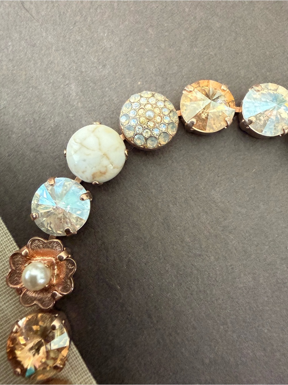 Mariana Jewelry Rose Gold and Ivory Mineral Stones Crystal Bracelet Color M3911 - Picture 3 of 8